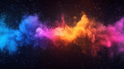 Naklejka premium Colorful Cosmic Smoke Abstract Background With Glowing Particles