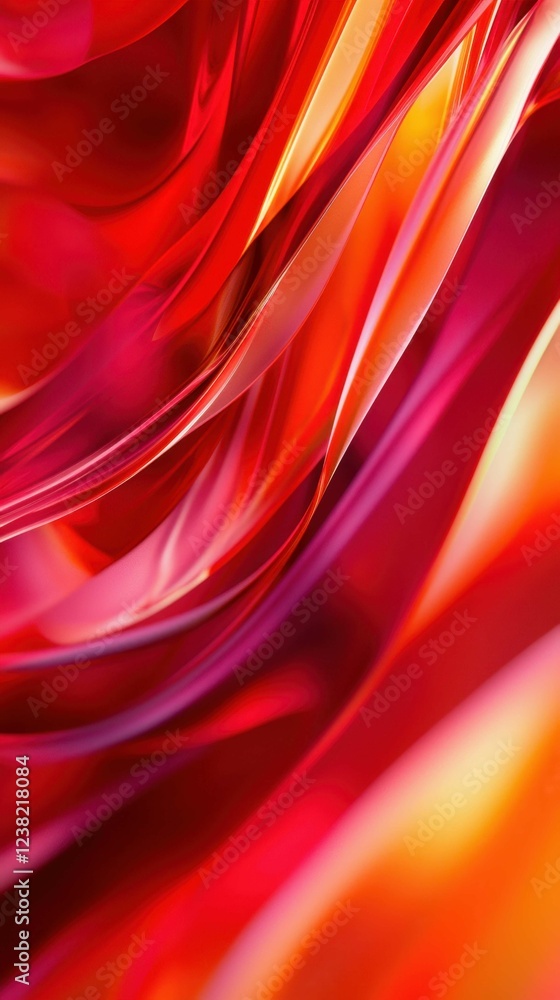 Poster vibrant abstract waves of red and orange flowing in dynamic patterns