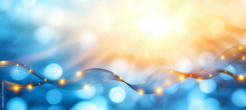 Poster abstract blue background with soft waves and blurred sunlight creates serene atmosphere. gentle flow