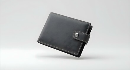 wallet in a classic style, isolated on a clean white background, highlighting its stitching details and a snap closure, with a light shadow for depth create with ai