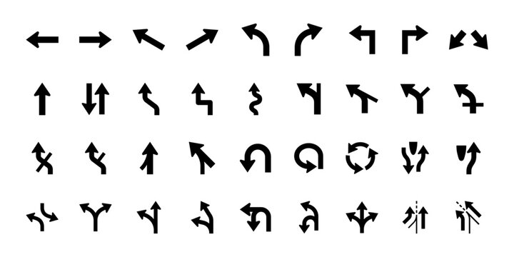 Road arrows isolated set. Vector