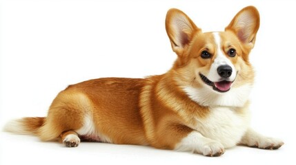 Welsh corgi breed dog sitting on a white background