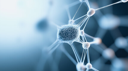 Neural Network: A mesmerizing abstract depiction of a neuron, showcasing its intricate connections and highlighting the complexity of the human brain and neural networks.