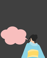 浴衣(着物)を着た女性のイラスト
