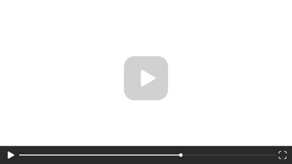 Video player template interface: blank mockup for a video player web UI design. Stock vector suitable for showcasing multimedia player templates on websites.