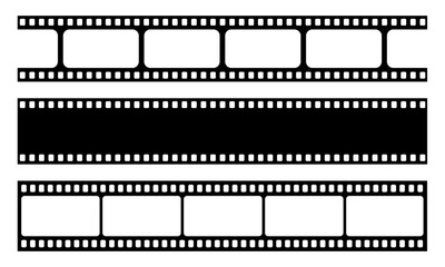 Movie long film strip isolated on white background. Film strip template. Cinema and filmmaking concept.