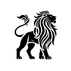 Majestic Lion: A Powerful Symbol of Strength and Royalty. Black and white vector graphic design, perfect for logos, prints, and more.