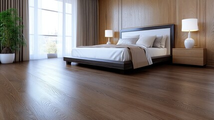 Master bedroom features a king-size bed, black dressers, and arched doorways with soft warm lighting enhancing the inviting atmosphere