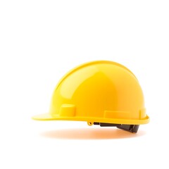 Fototapeta premium Yellow Construction Hard Hat Isolated on White Background - Safety Equipment for Construction Workers