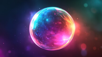 Fototapeta premium Glowing orb, cosmic backdrop, energy sphere, digital art, game design