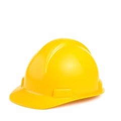 Fototapeta premium Yellow Construction Hard Hat Isolated on White Background - Safety Equipment for Construction Workers