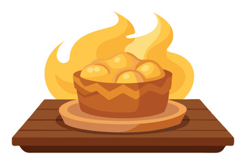 Delicious Yorkshire Pudding with Golden Crispy Edges – Vector Illustration on White Background