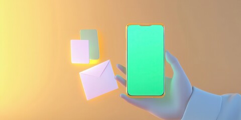 Fototapeta premium Hand Holding Smartphone with Empty Screen Display