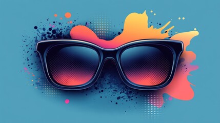 Sunglasses, vibrant splash, summer,  advertising, eyewear, promotion, design, background
