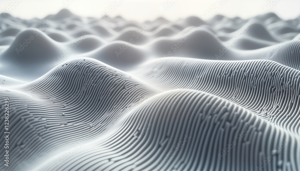 Poster abstract 3d landscape design with wavy lines. digital topography pattern creates textured surface. f