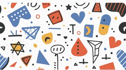 Abstract Geometric Pattern: Colorful Shapes and Symbols