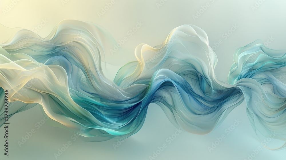 Aufkleber abstract waveforms in pastel hues with flowing textures and gentle gradients