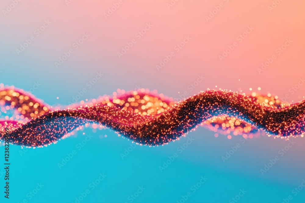 Poster abstract colorful wave with sparkling particles representing energy, creativity, and flow in a vibra
