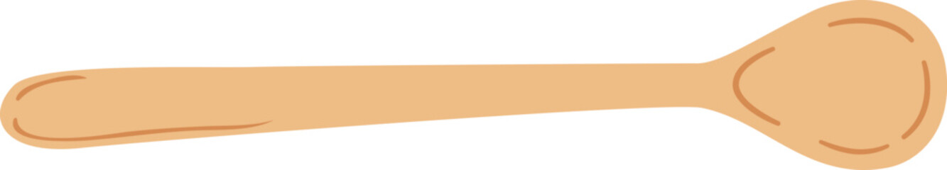 Light brown wooden spoon resting horizontally on a clean white background, serving as a versatile kitchen utensil for mixing, cooking, and serving various meals