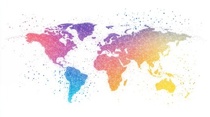 Fototapeta premium Global network connection, data points, white background, worldwide communication, infographic