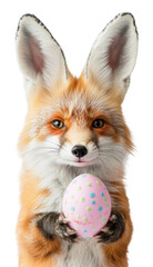 Obraz premium PNG Fox with pastel egg in spring