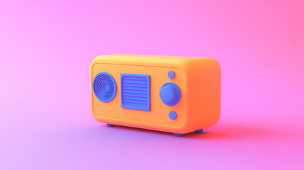 Fototapeta premium Bright vintage radio on colorful background.