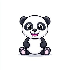 Fototapeta premium Cute panda mascot character concept art featuring an adorable smiling design, perfect for children's products, events, or educational materials