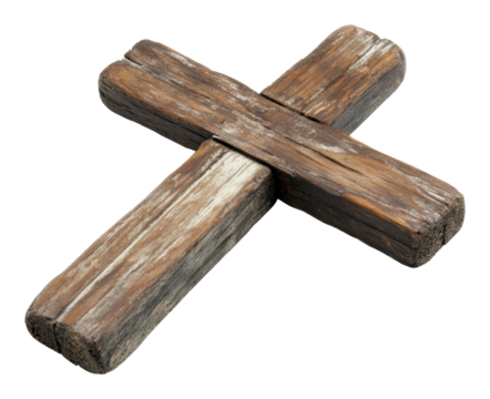 PNG Unique wooden cross with rustic finish and texture