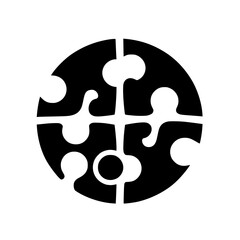 Abstract Black and White Puzzle Circle: Geometric Pattern Design - Minimalist Graphic Art