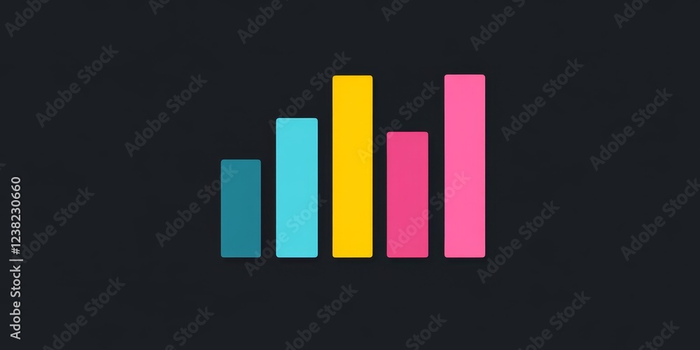 Poster abstract vector chart modern financial display with vibrant gradient bars on a dark background.
