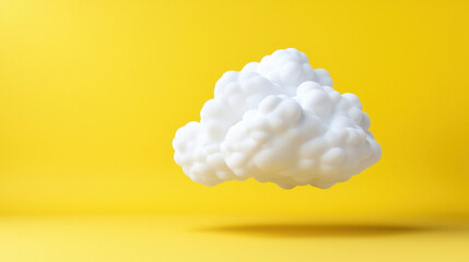 Minimalist cloud illustration on bright yellow background, evoking creativity