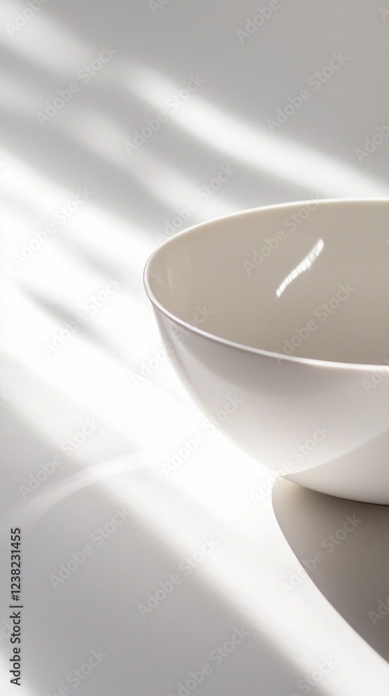 Aufkleber a pristine white bowl rests gracefully on a smooth surface, illuminated by gentle sunlight streaming
