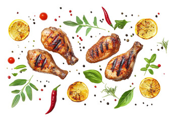 PNG Grilled chicken drumsticks with herbs and spices