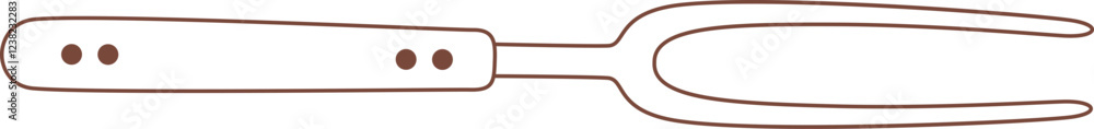 Poster minimalist vector illustration of a carving fork with two prongs and a wooden handle with two rivets