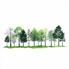 Minimalist forest scene featuring simple trees, ideal for graphic design projects, web design, or digital art applications.