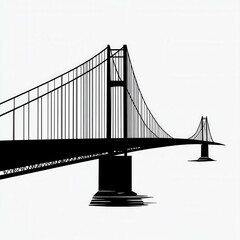 Obraz premium Minimalist bridge silhouette, elegant design, transparent background, ideal for modern graphics and web design applications