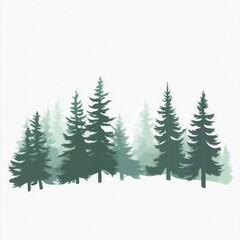 Obraz premium Minimalist forest scene featuring simple trees, ideal for design projects, digital art, and eco-friendly themes, transparent background for versatility