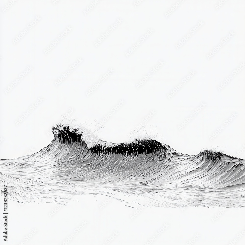 Aufkleber minimalist wave design, elegant wave crest in a simplistic style, perfect for modern graphics and cl