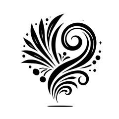 Elegant Black and White Floral Swirl Design: Vector Graphic for Decoration