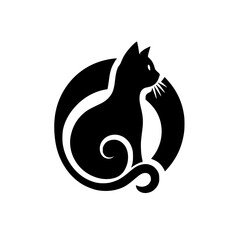 Elegant Black Cat Silhouette Logo: A Modern and Minimalist Design. Perfect for pet businesses, animal lovers, and more!