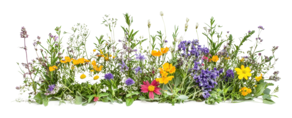 PNG Colorful wildflowers arranged for display