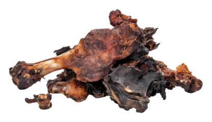 PNG Cooked chicken bones piled on a white background