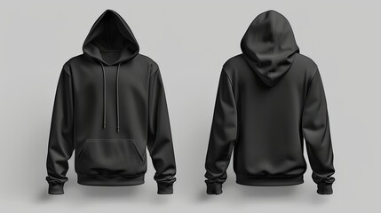 Realistic 3D Black Hoodie Mockup for Streetwear and Urban Fashion Branding