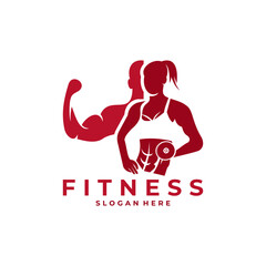 Healthy and Strong People Gym logo template. Fitness and Gym Logo Design Vector