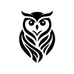 Fototapeta premium Abstract Owl: Black and White Bird Vector Graphic, Elegant Minimalist Design, Wildlife Symbol