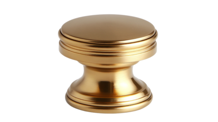 Golden furniture knob on transparent background, showing elegance and functionality