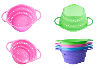plastic round basket  on a white background,with clipping path