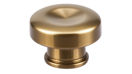 Golden round furniture knob on transparent background