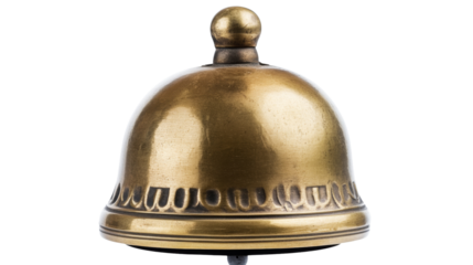 Shiny brass service bell isolated on transparent background