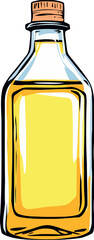 Glass bottle containing fresh vegetable cooking oil